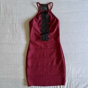 Elegant Burgundy Halter‎ Dress
